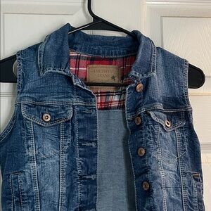 Amethyst Jeans Kids Denim Vest with Plaid Lining